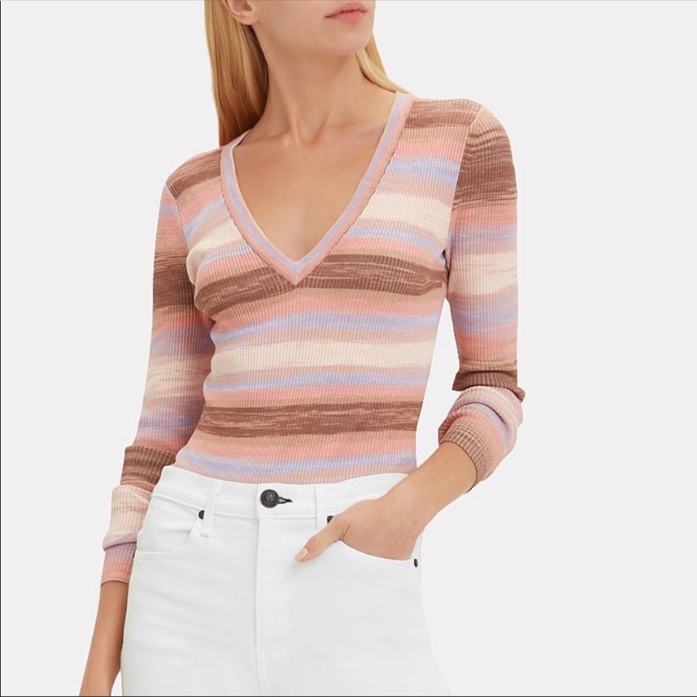 Intermix Pink Space Dye Long Sleeve Bodysuit Top